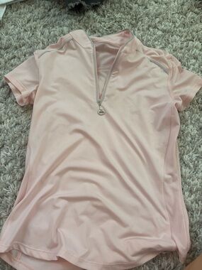 Women’s Short Sleeve Pink Zip-Front Active Tee
